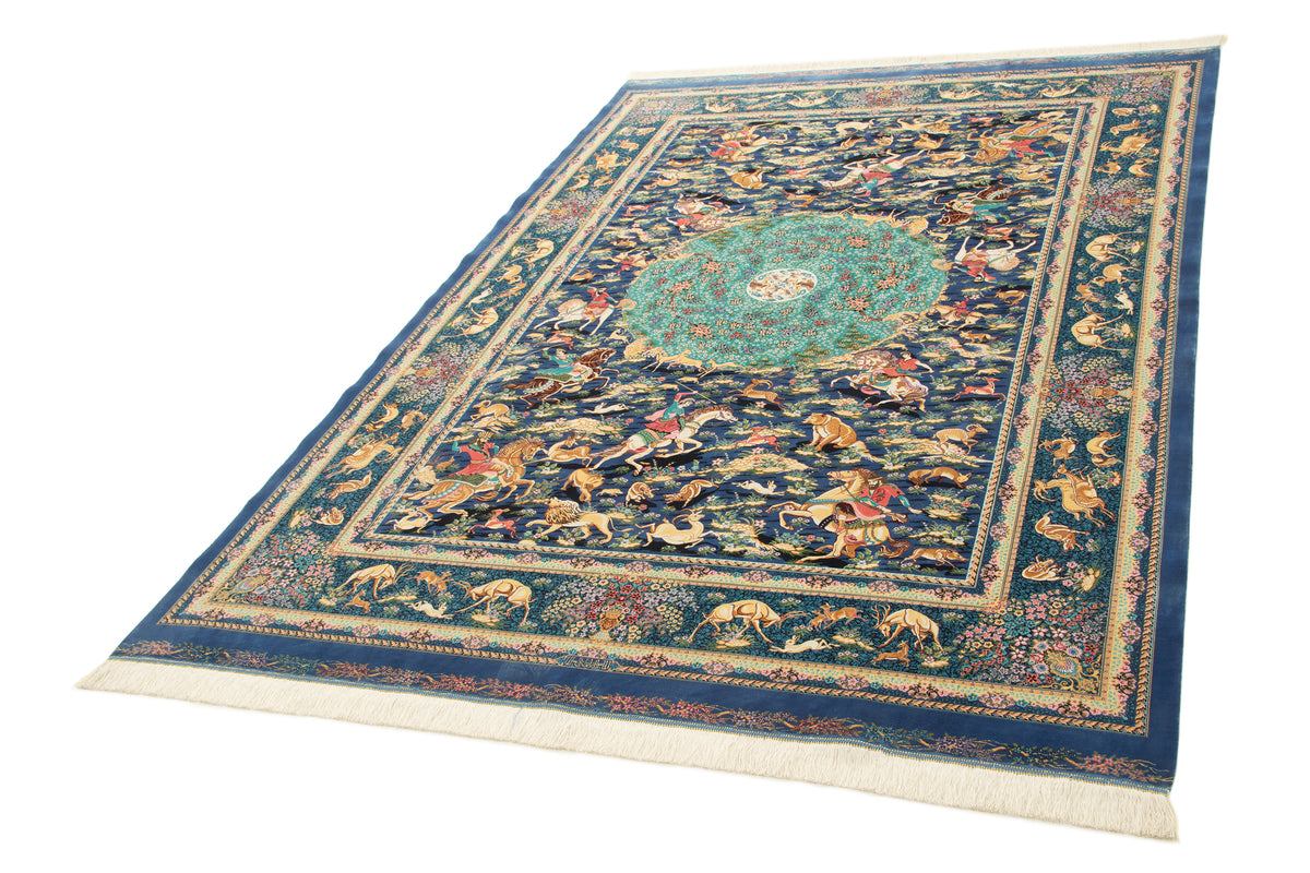 Rechteck Teppich Ghom Design in Blau von Hadorn™ - Lifestyle Image