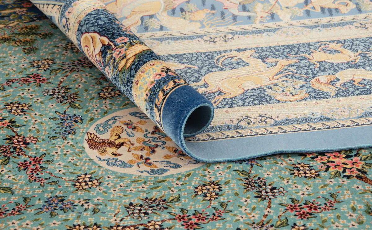 Rechteck Teppich Ghom Design in Blau von Hadorn™ - Lifestyle Image