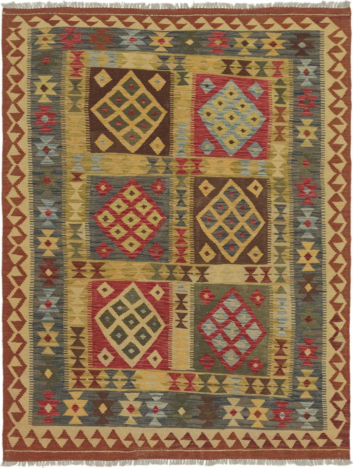Rechteck Handgeflochten Teppich Kelim Maymana in Mehrfarbig von Hadorn™ - Lifestyle Image