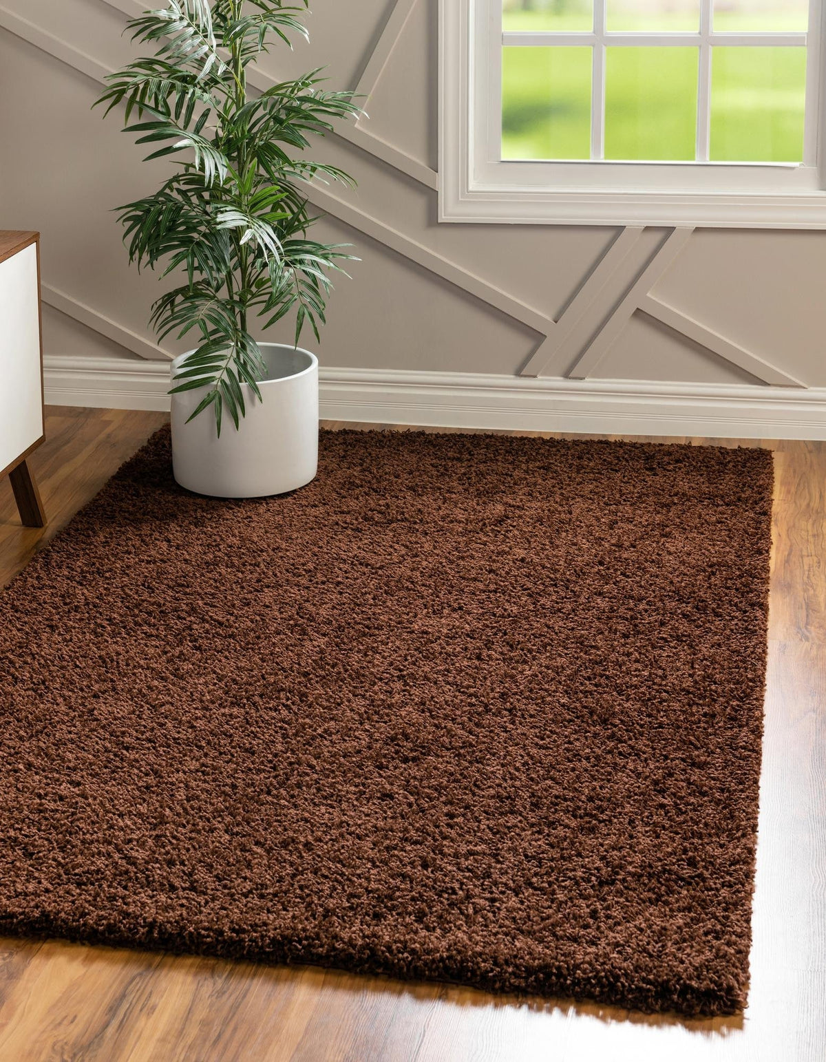 Rechteck Hochflorteppich Solid Shag in Braun von Hadorn™ - Lifestyle Image