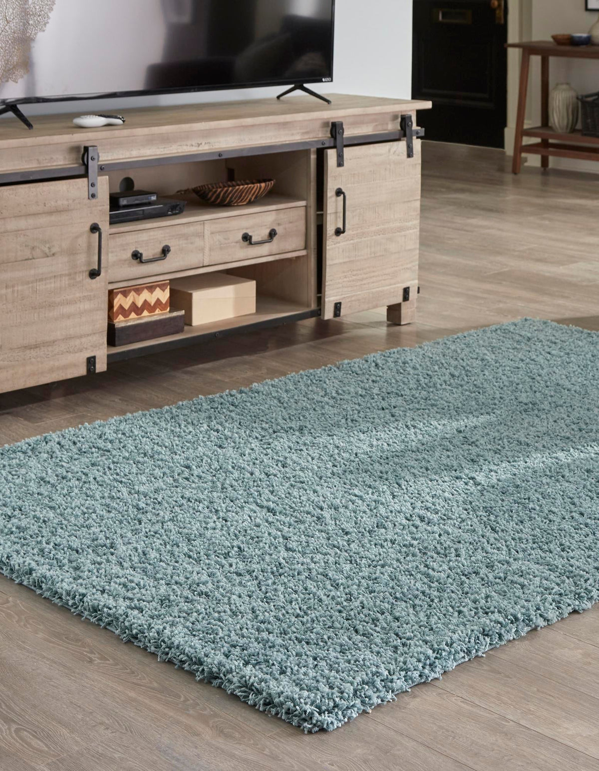 Rechteck Hochflorteppich Solid Shag in Hellblau von Hadorn™ - Lifestyle Image