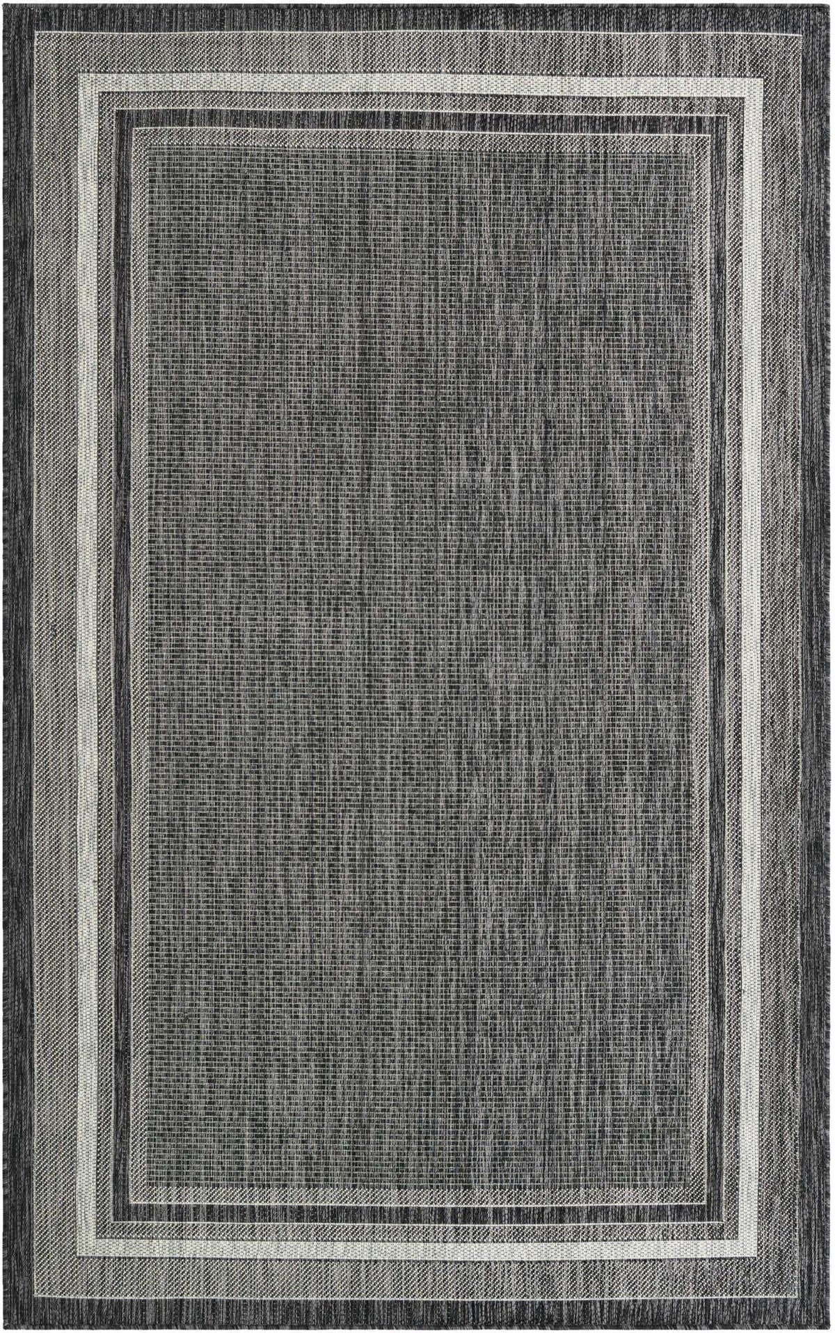 Rechteck Outdoor Teppich Tulum Outdoor Border in Schwarz von Hadorn™ - Lifestyle Image