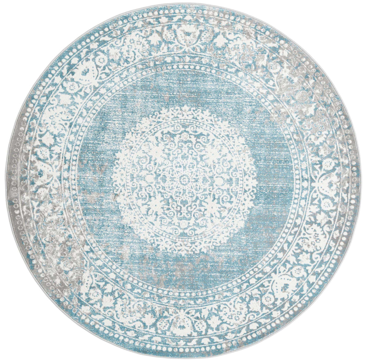 Rund Teppich New Vintage in Hellblau von Hadorn™ - Lifestyle Image