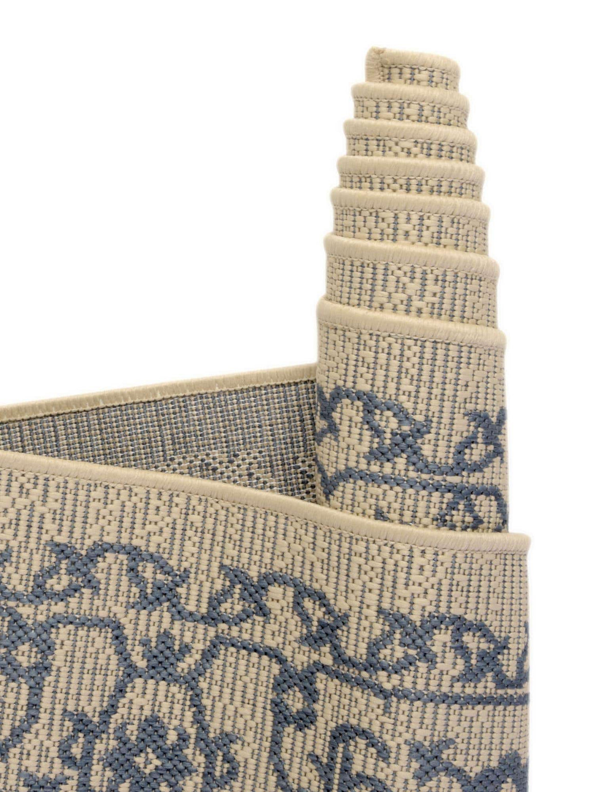 Rechteck Outdoor Teppich Outdoor Botanical in Beige und Blau von Hadorn™ - Lifestyle Image