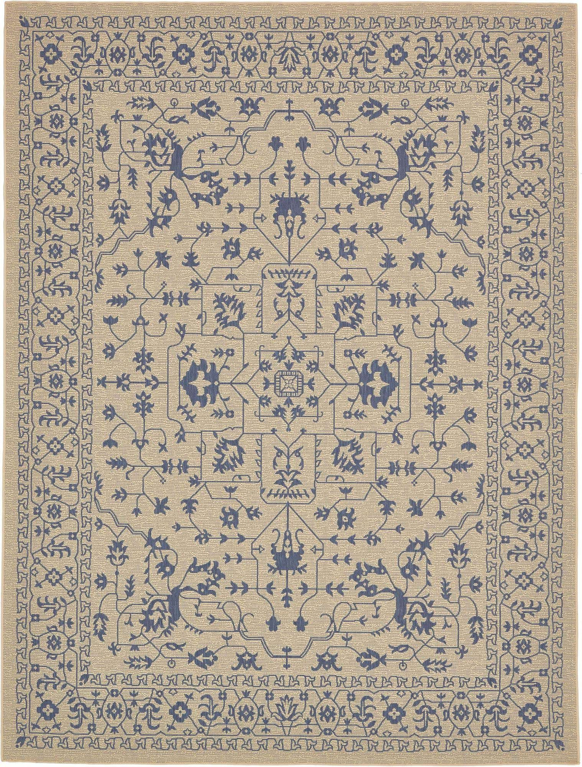 Rechteck Outdoor Teppich Outdoor Botanical in Beige und Blau von Hadorn™ - Lifestyle Image