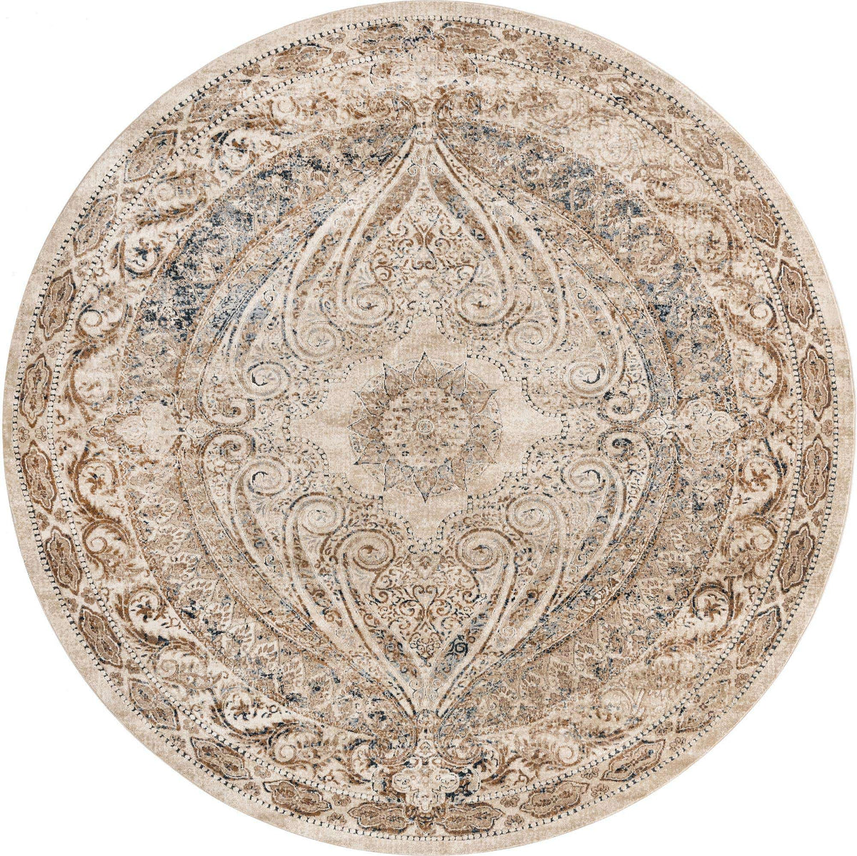 Rund Teppich Villa in Beige von Hadorn™ - Lifestyle Image