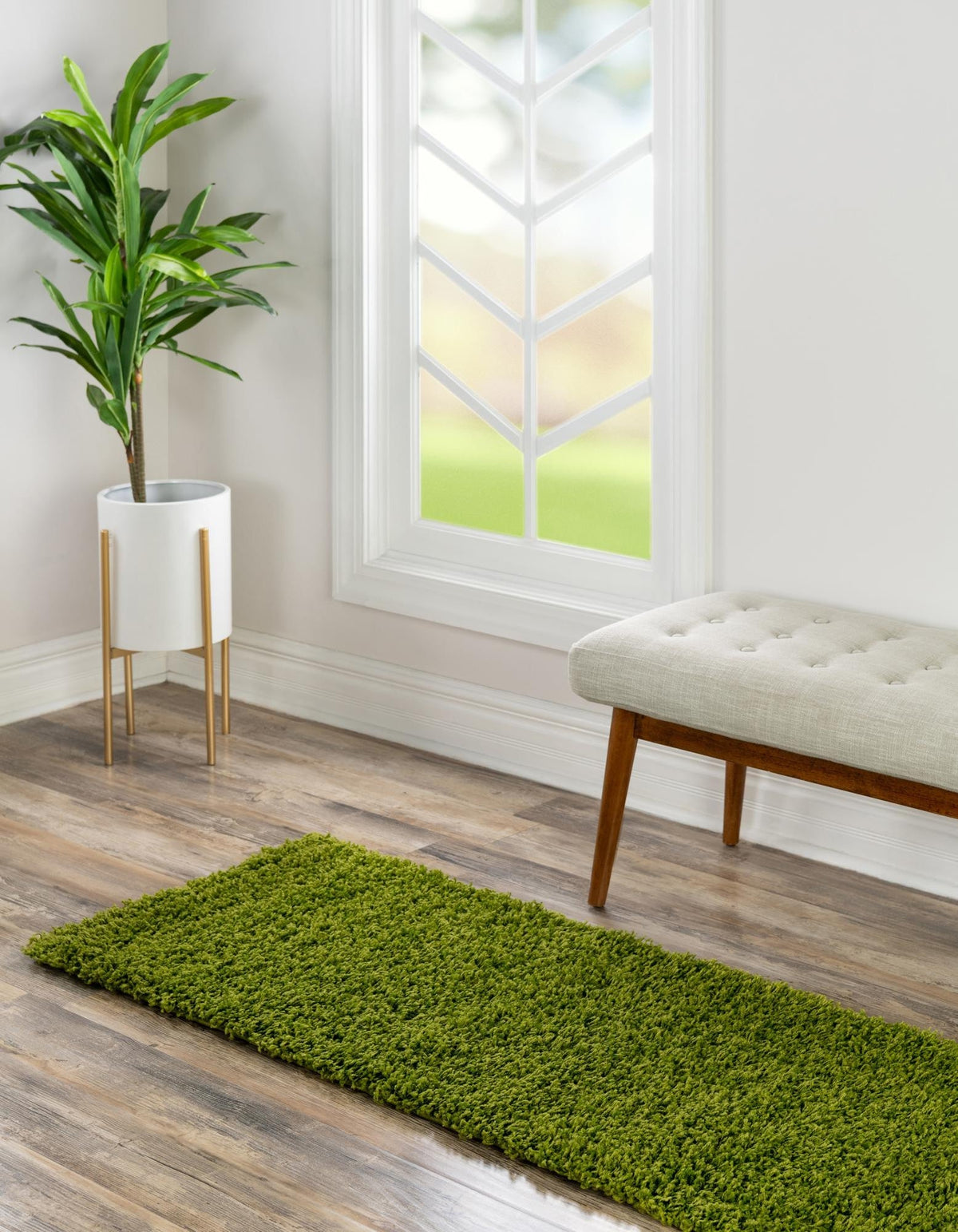 Läufer Hochflorteppich Solid Shag in Grün von Hadorn™ - Lifestyle Image