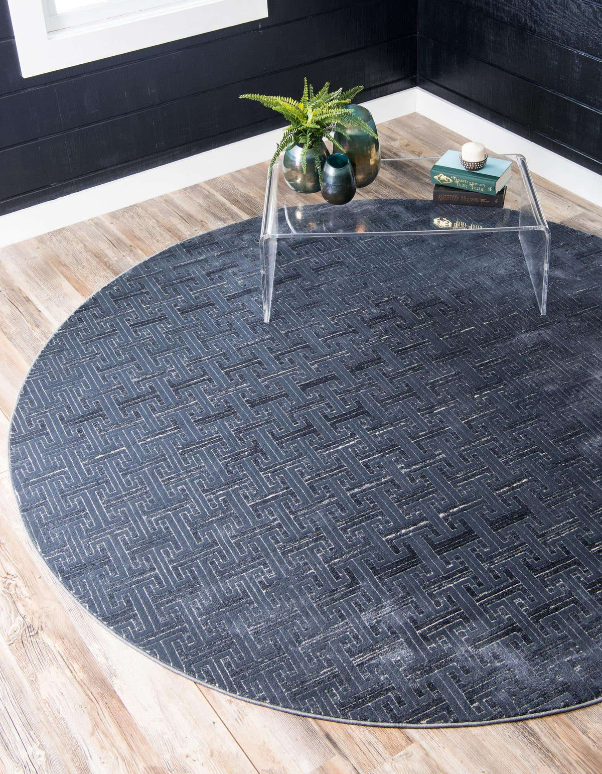 Rund Teppich Bellevue in Marineblau von Hadorn™ - Lifestyle Image