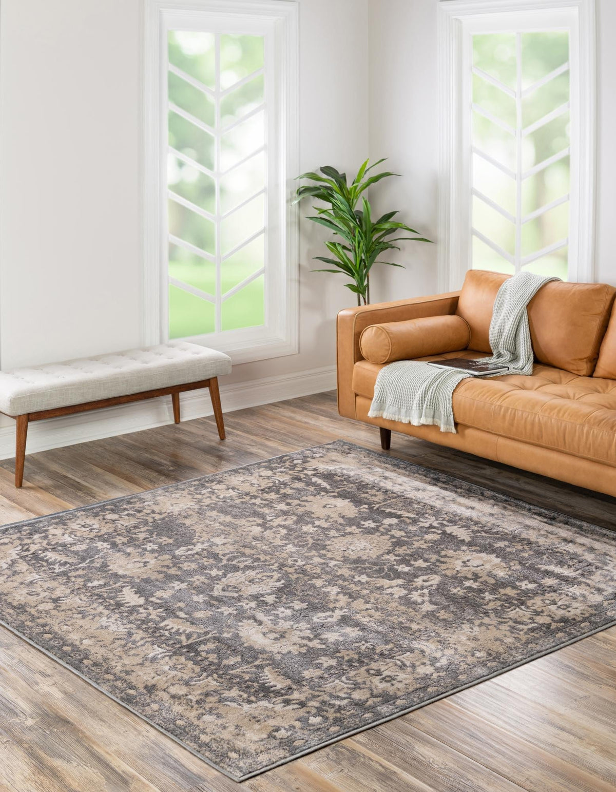 Quadratisch Teppich Oregon in Grau von Hadorn™ - Lifestyle Image