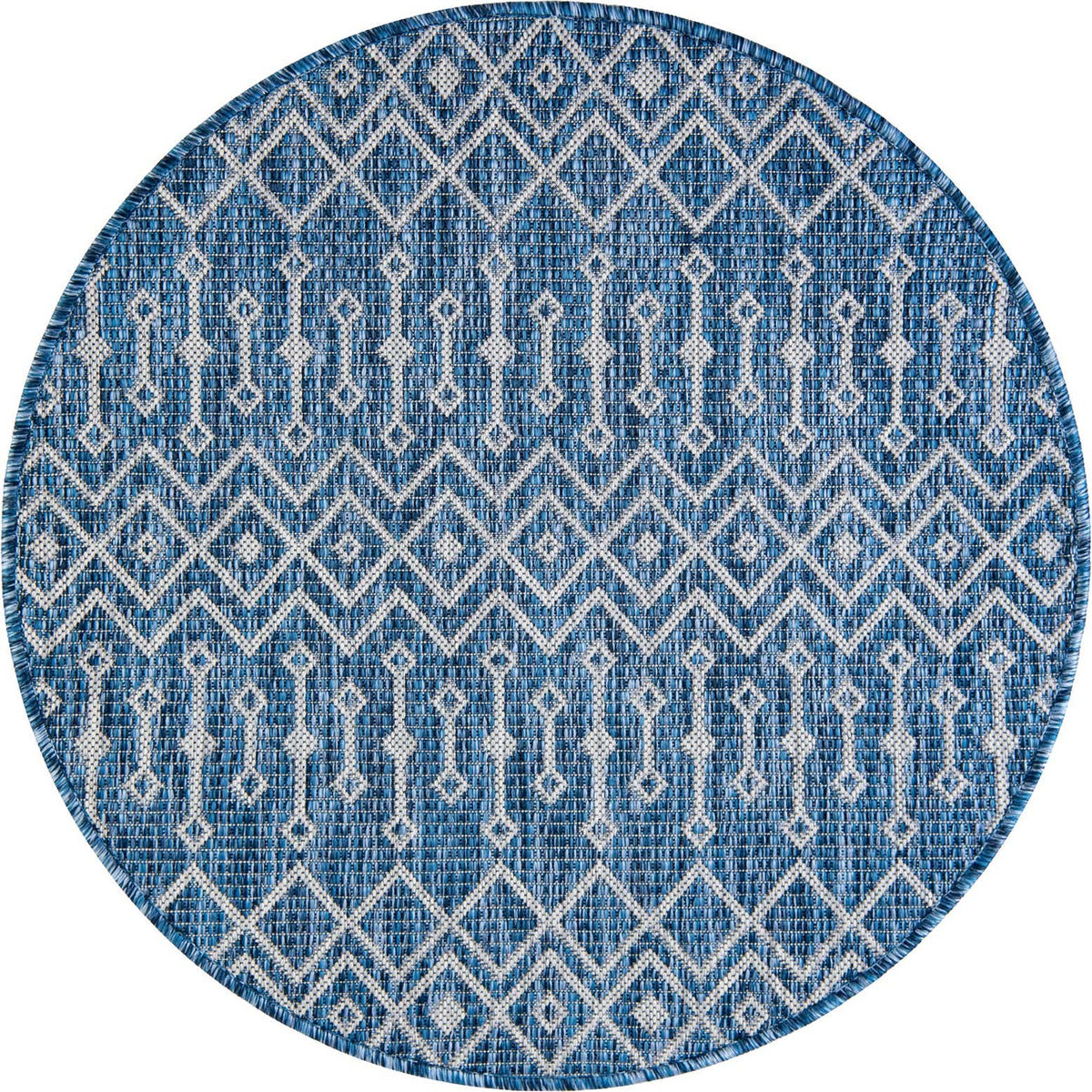Rund Outdoor Teppich Tulum Outdoor in Blau von Hadorn™ - Lifestyle Image
