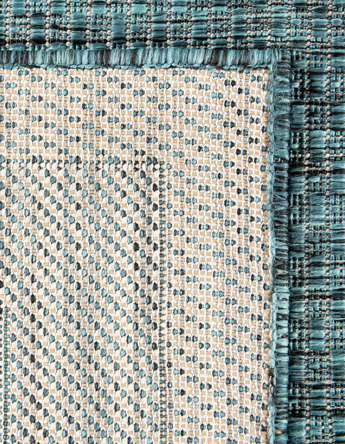 Quadratisch Outdoor Teppich Tulum Outdoor in Blaugrün von Hadorn™ - Lifestyle Image