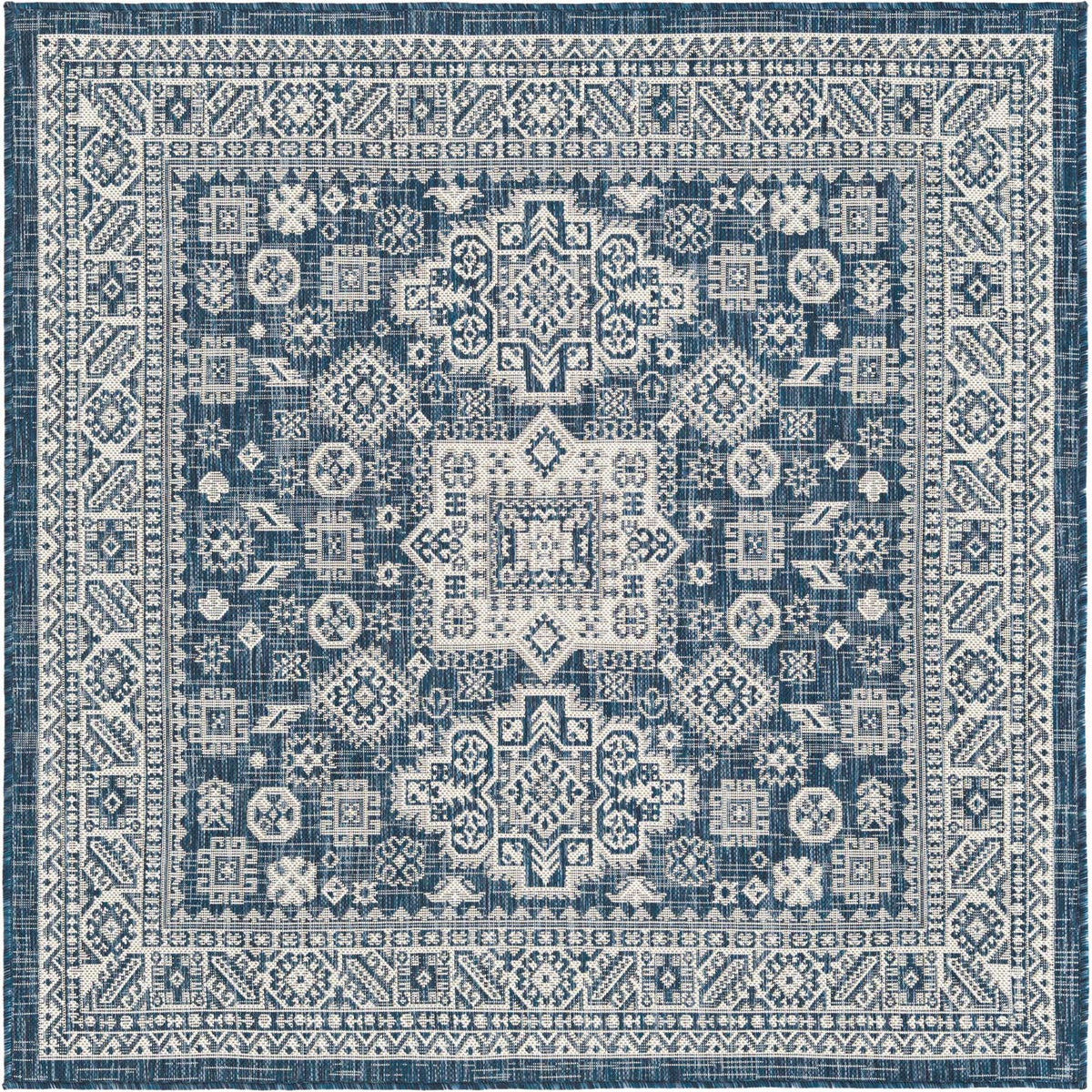 Quadratisch Outdoor Teppich Tulum Outdoor in Blau von Hadorn™ - Lifestyle Image