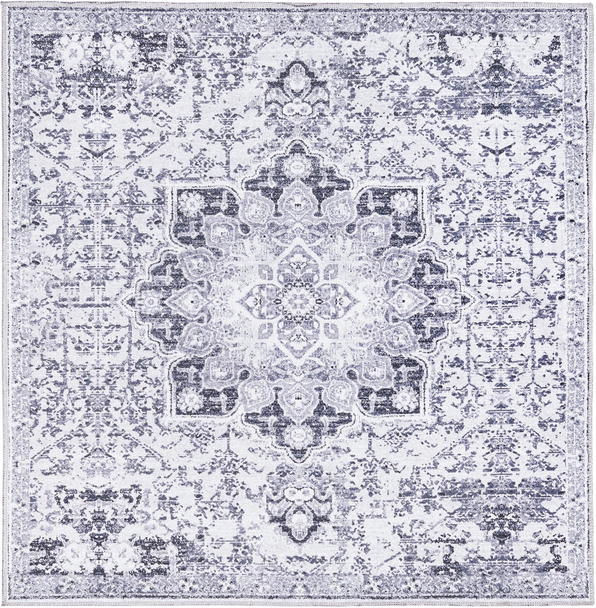 Quadratisch Teppich Renaissance in Hellgrau von Hadorn™ - Lifestyle Image