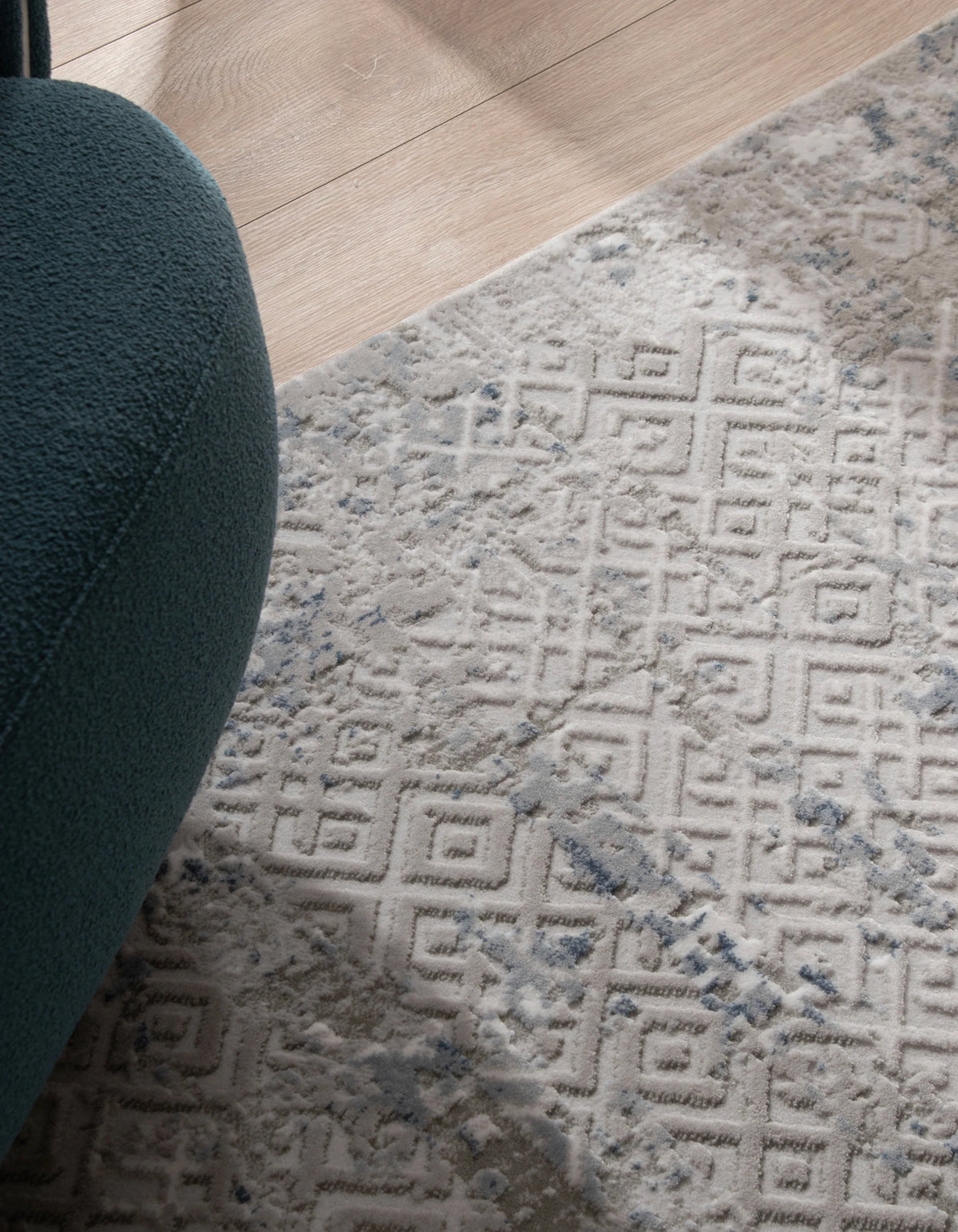 Quadratisch Teppich Davos Fusion in Blau von Hadorn™ - Lifestyle Image