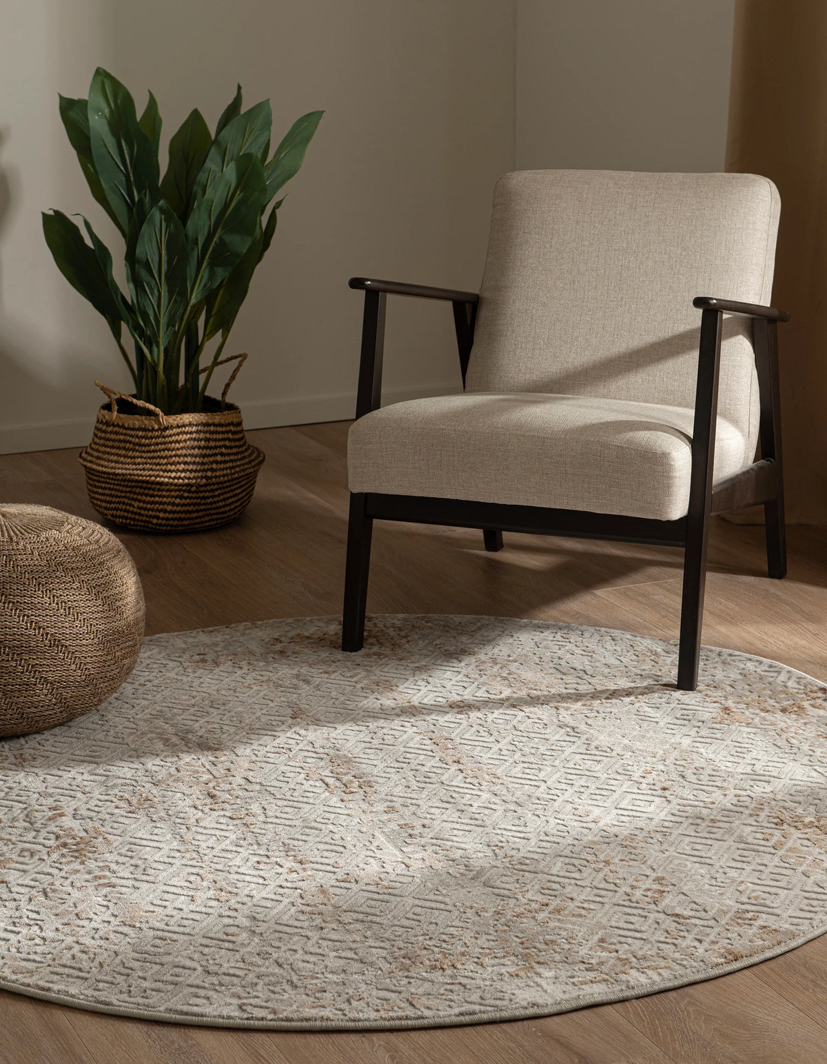 Rund Teppich Davos Fusion in Beige von Hadorn™ - Lifestyle Image