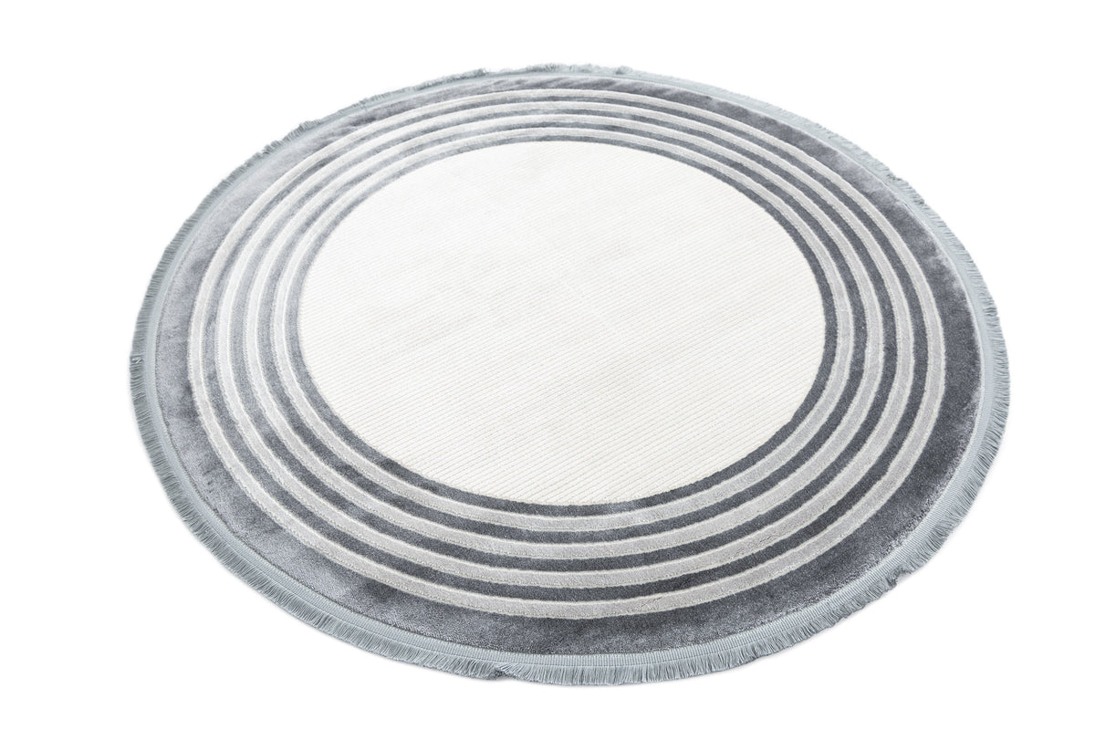 Rund Luxus Teppich Chiasso in Hellgrau von Hadorn™ - Lifestyle Image