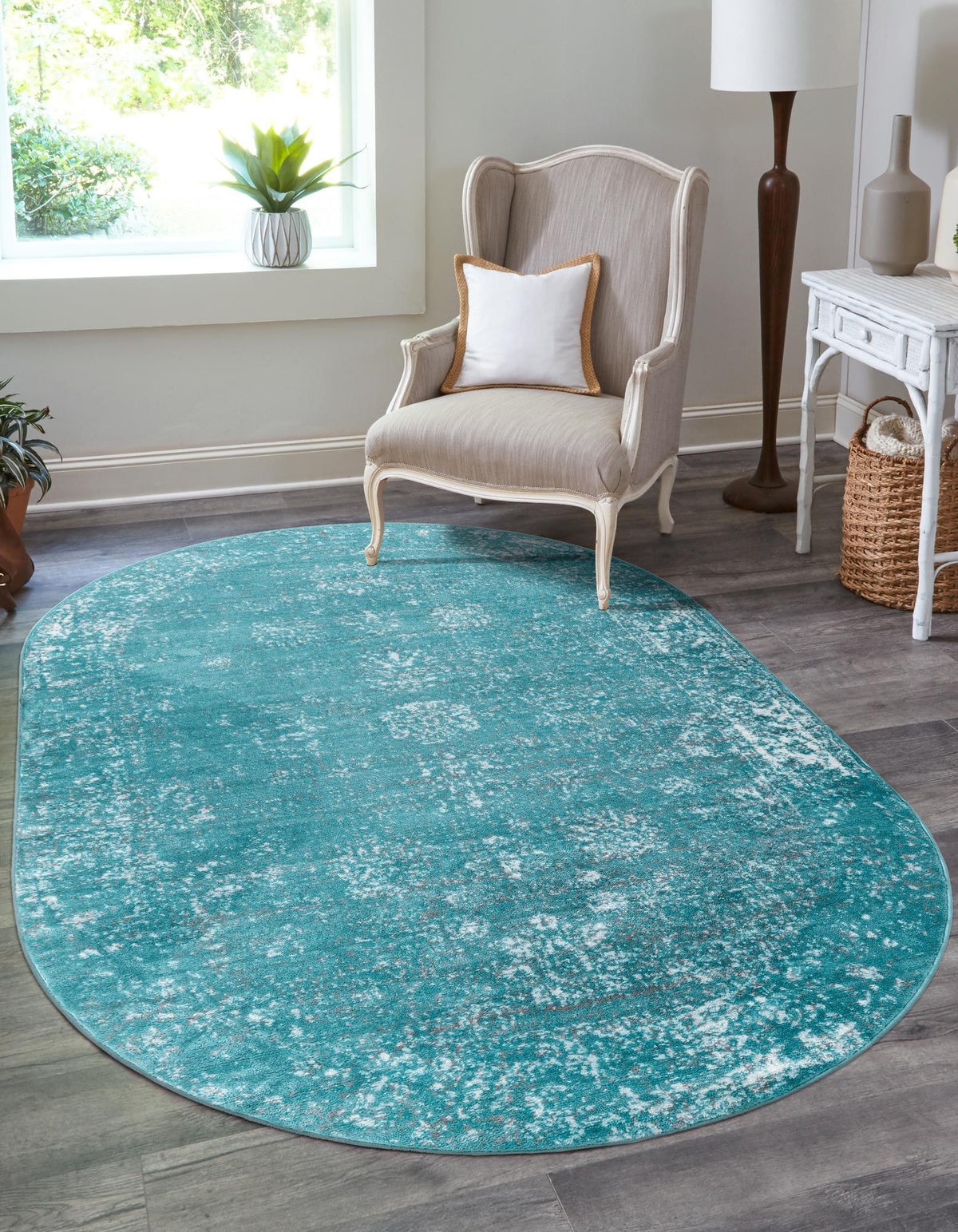 Oval Teppich Monaco in Türkis von Hadorn™ - Lifestyle Image