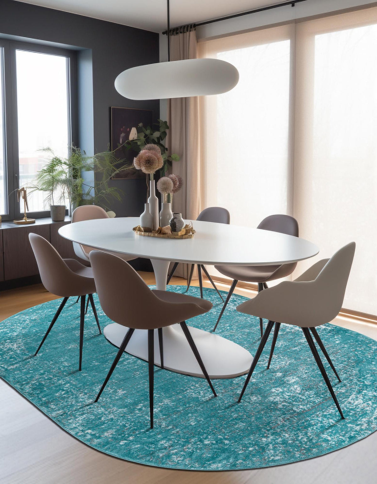 Oval Teppich Monaco in Türkis von Hadorn™ - Lifestyle Image