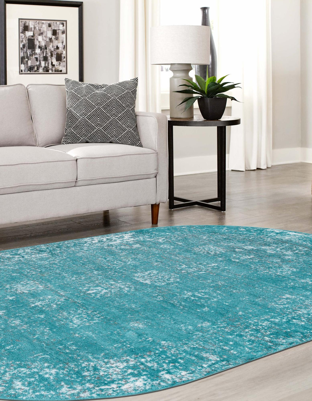 Oval Teppich Monaco in Türkis von Hadorn™ - Lifestyle Image