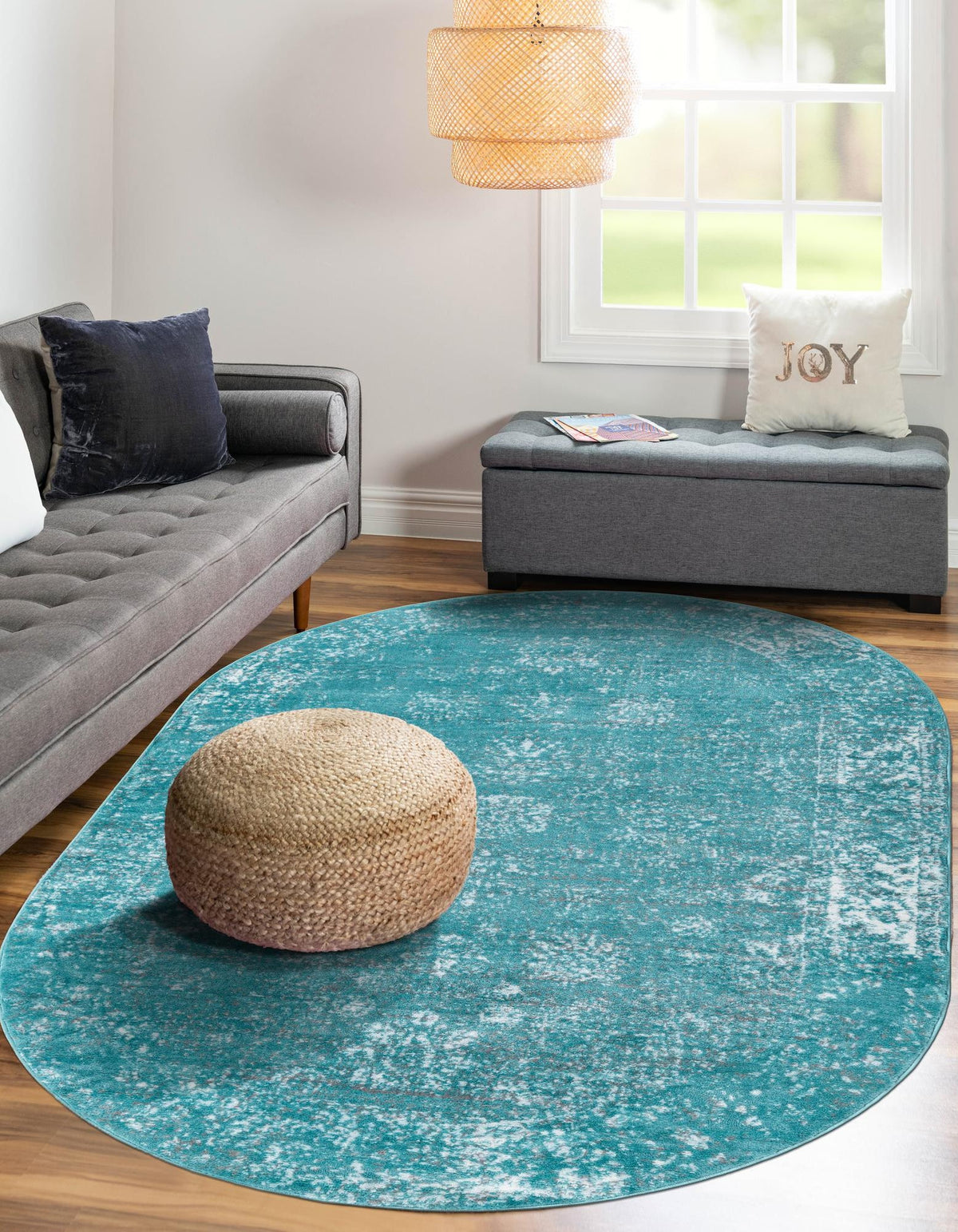 Oval Teppich Monaco in Türkis von Hadorn™ - Lifestyle Image