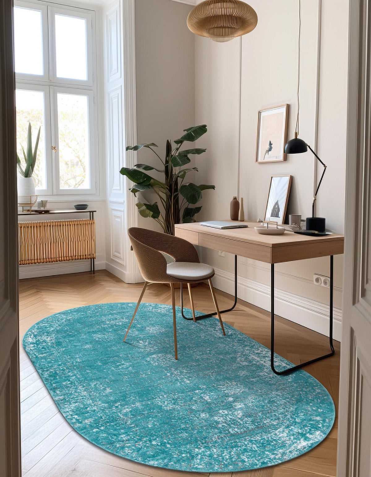 Oval Teppich Monaco in Türkis von Hadorn™ - Lifestyle Image