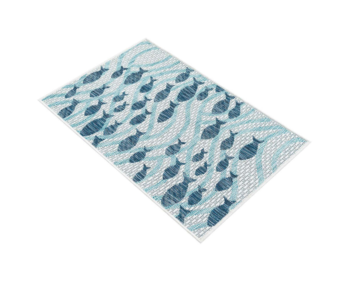 Rechteck Outdoor Teppich Tulum Outdoor in Blau von Hadorn™ - Lifestyle Image