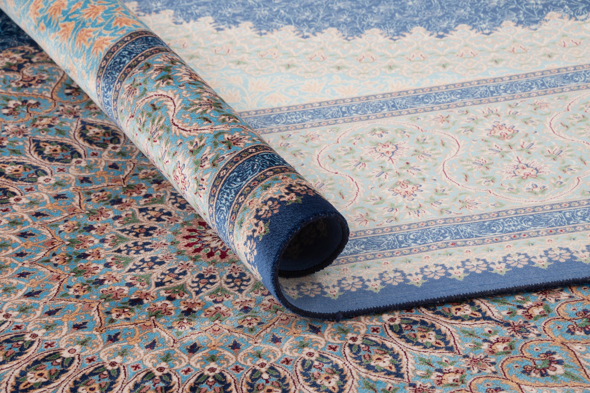 Rund Teppich Kalopsia Malaquita in Blau von Hadorn™ - Lifestyle Image