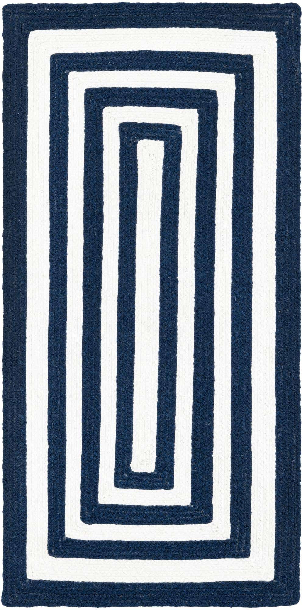 Läufer Handgeflochten Teppich Eco Verse Indoor Outdoor Washable in Dunkelblau von Hadorn™ - Lifestyle Image