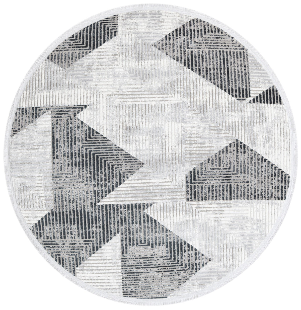 Rund Teppich Davos Grecian in Grau von Hadorn™ - Lifestyle Image