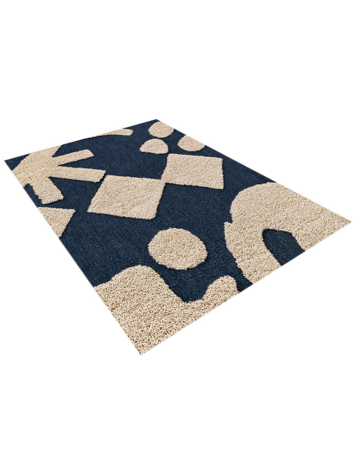 Rechteck Teppich AI Handgetuftet in Marineblau und Elfenbein von Hadorn™ - Lifestyle Image