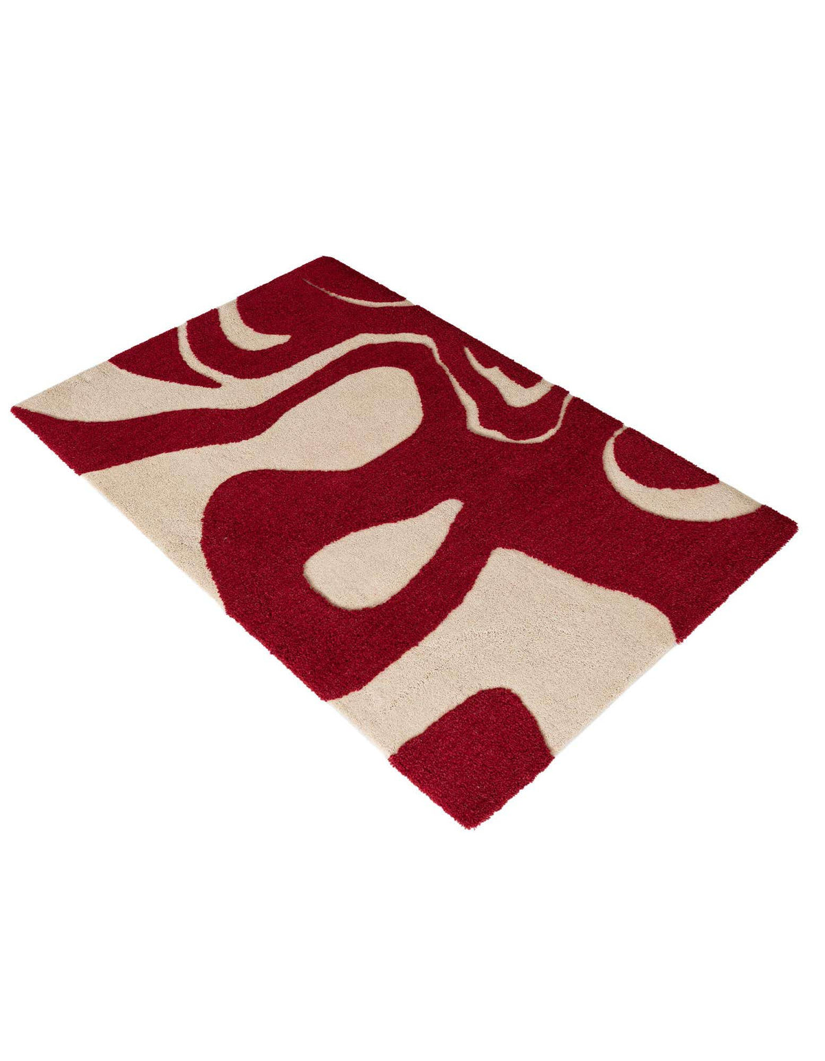 Rechteck Teppich AI Handgetuftet in Rot und Elfenbein von Hadorn™ - Lifestyle Image