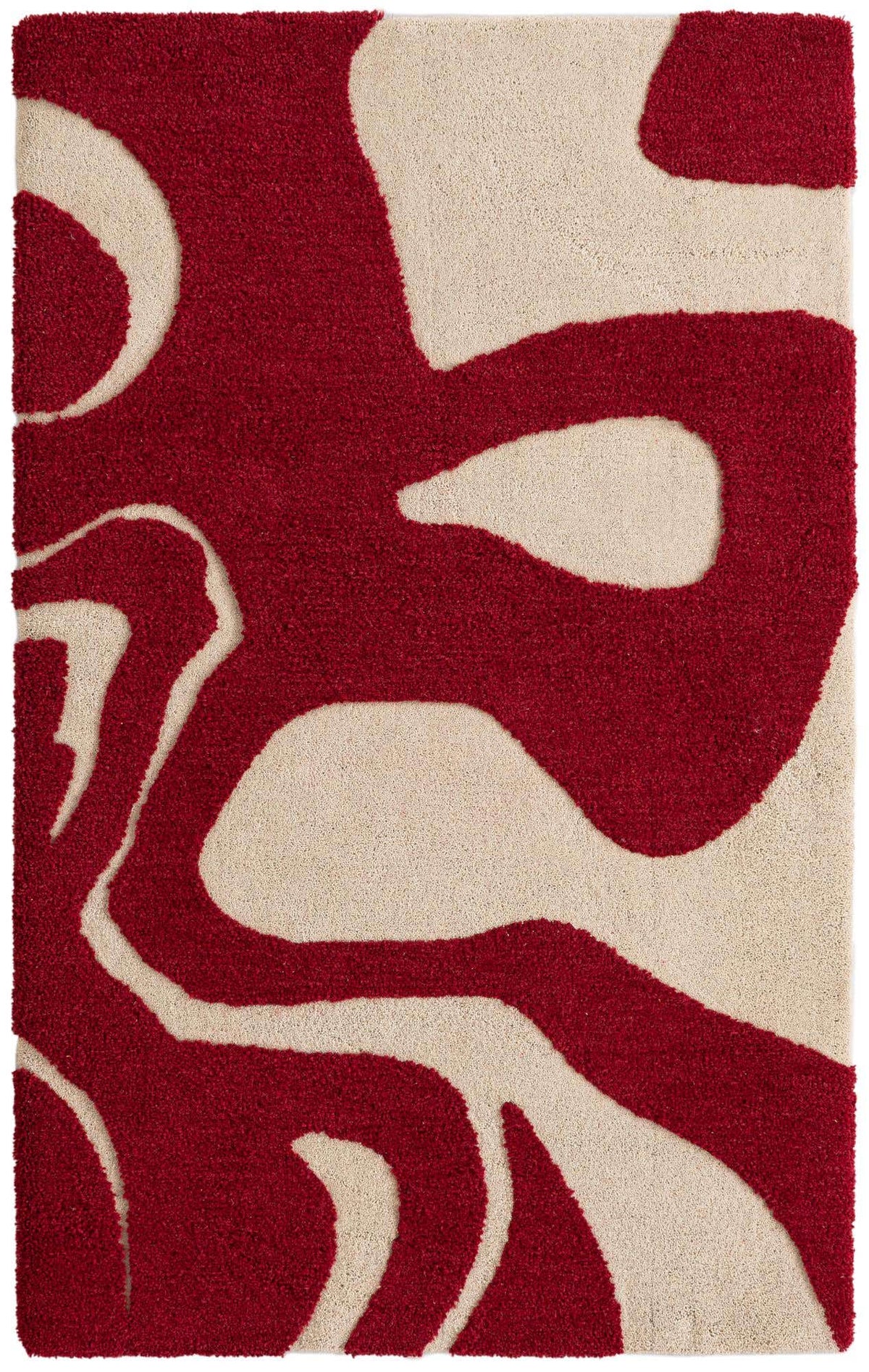 Rechteck Teppich AI Handgetuftet in Rot und Elfenbein von Hadorn™ - Lifestyle Image