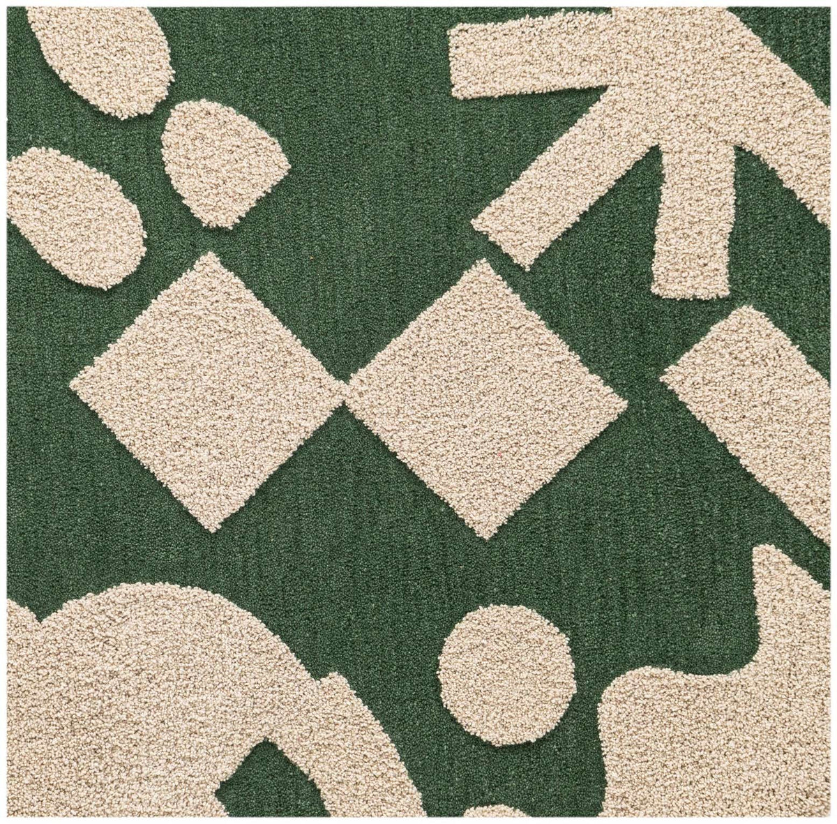 Quadratisch Teppich AI Handgetuftet in Grün und Elfenbein von Hadorn™ - Lifestyle Image