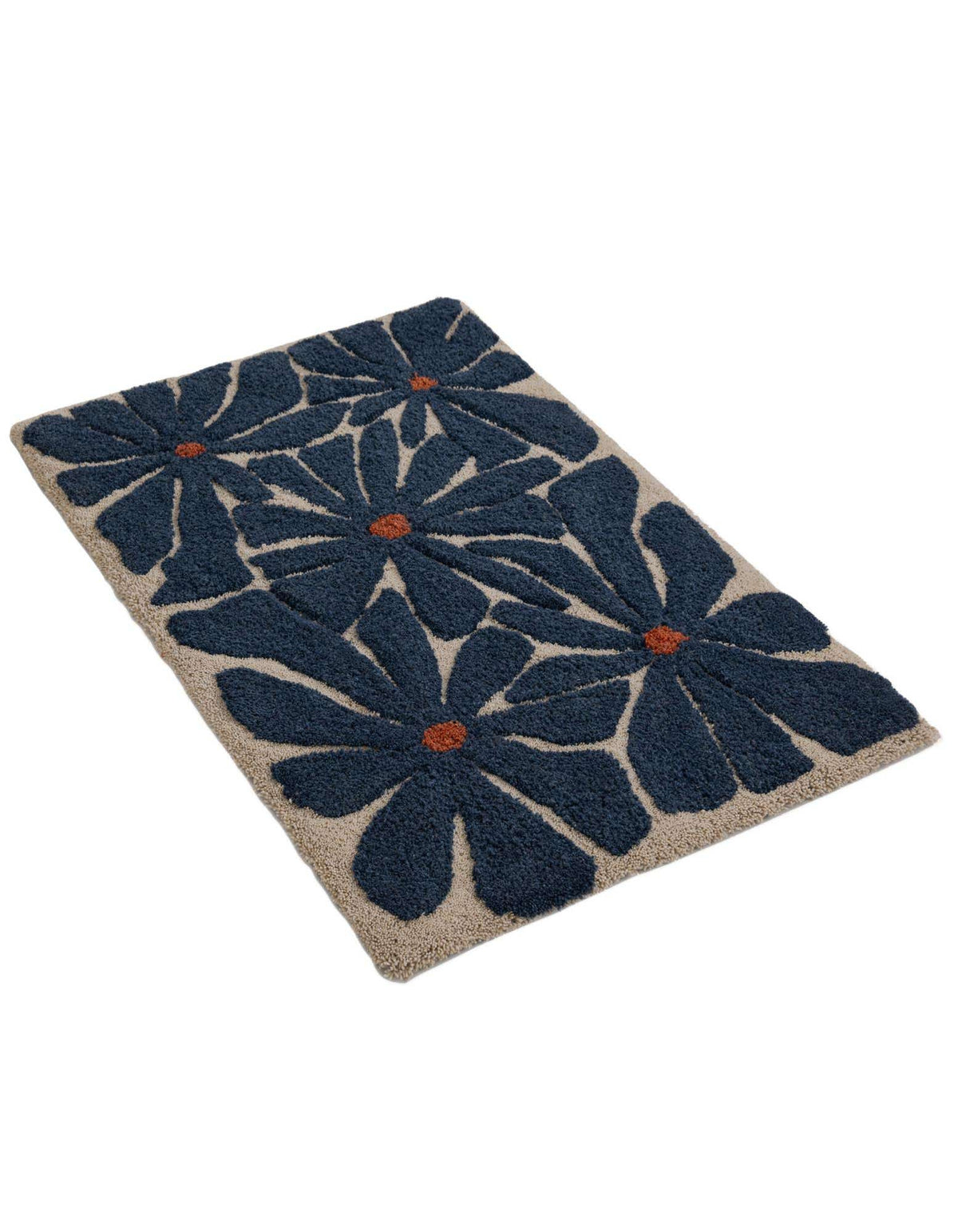Rechteck Teppich AI Handgetuftet in Marineblau und Elfenbein von Hadorn™ - Lifestyle Image