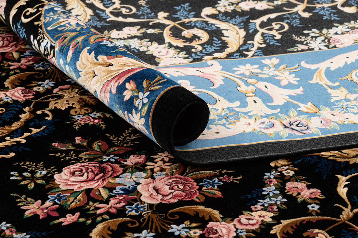Rechteck Teppich Ghom Design in Schwarz von Hadorn™ - Lifestyle Image