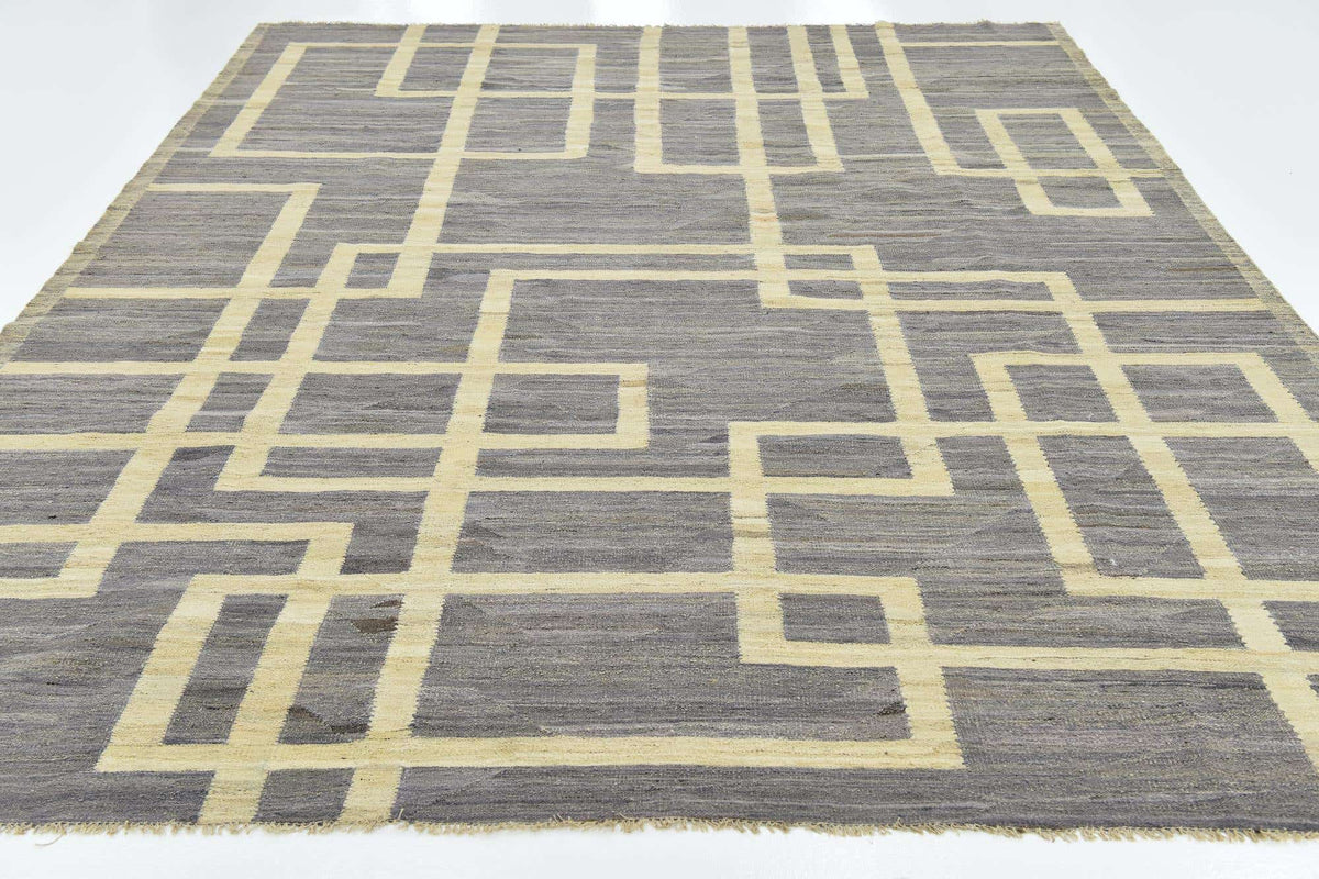 Rechteck Handgeflochten Teppich Kelim Modern in Grau von Hadorn™ - Lifestyle Image