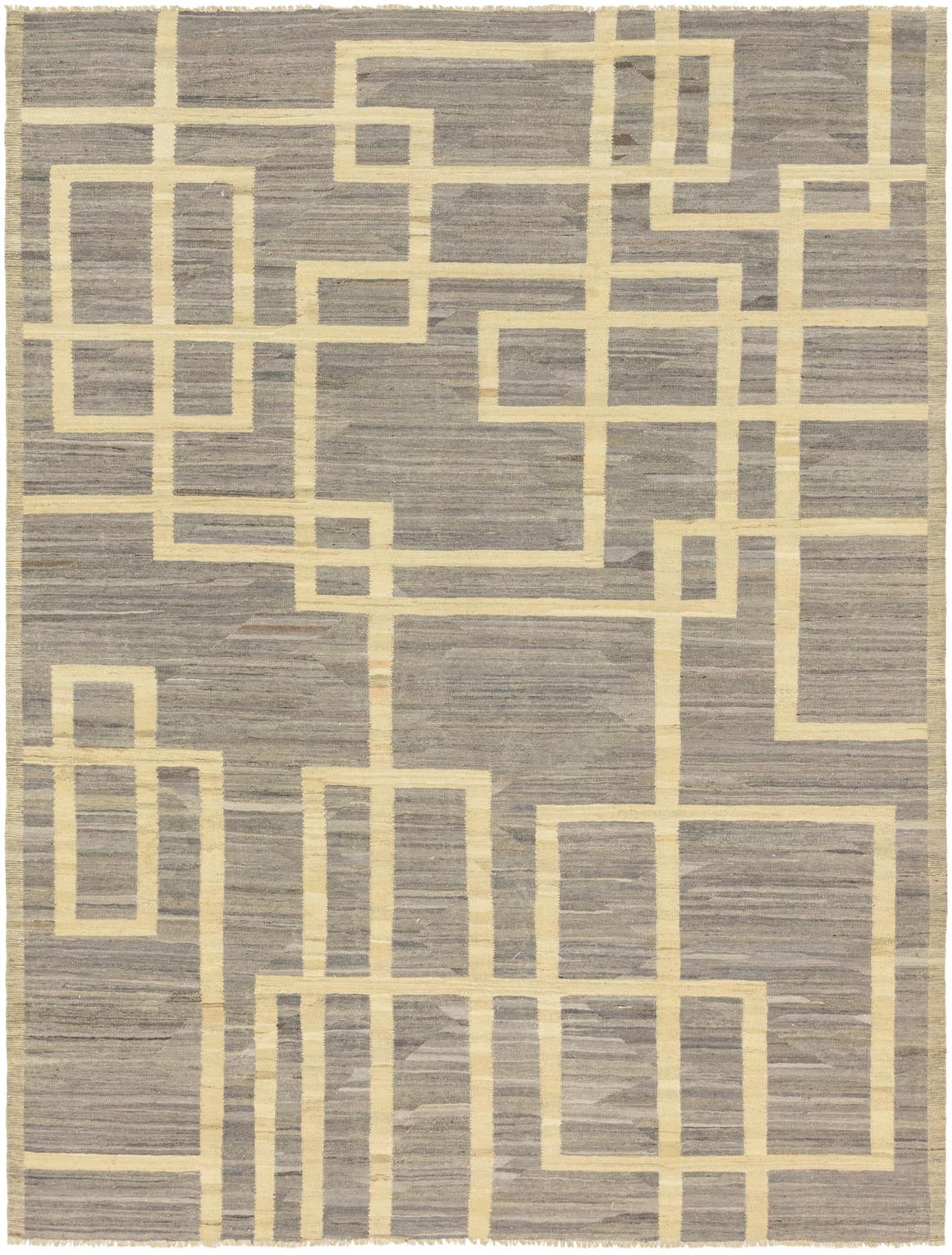 Rechteck Handgeflochten Teppich Kelim Modern in Grau von Hadorn™ - Lifestyle Image