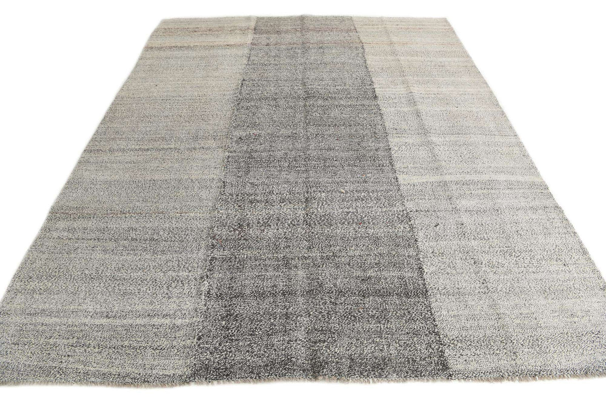 Rechteck Handgeflochten Teppich Kelim Modern in Schwarz und Weiss von Hadorn™ - Lifestyle Image