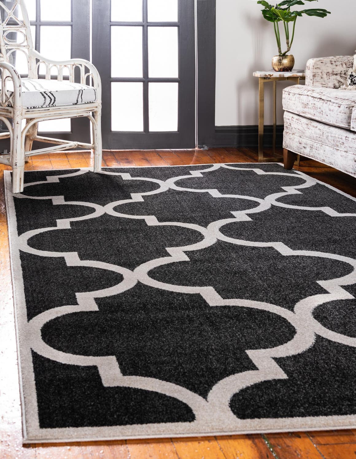 Rechteck Teppich Trellis in Schwarz von Hadorn™ - Lifestyle Image