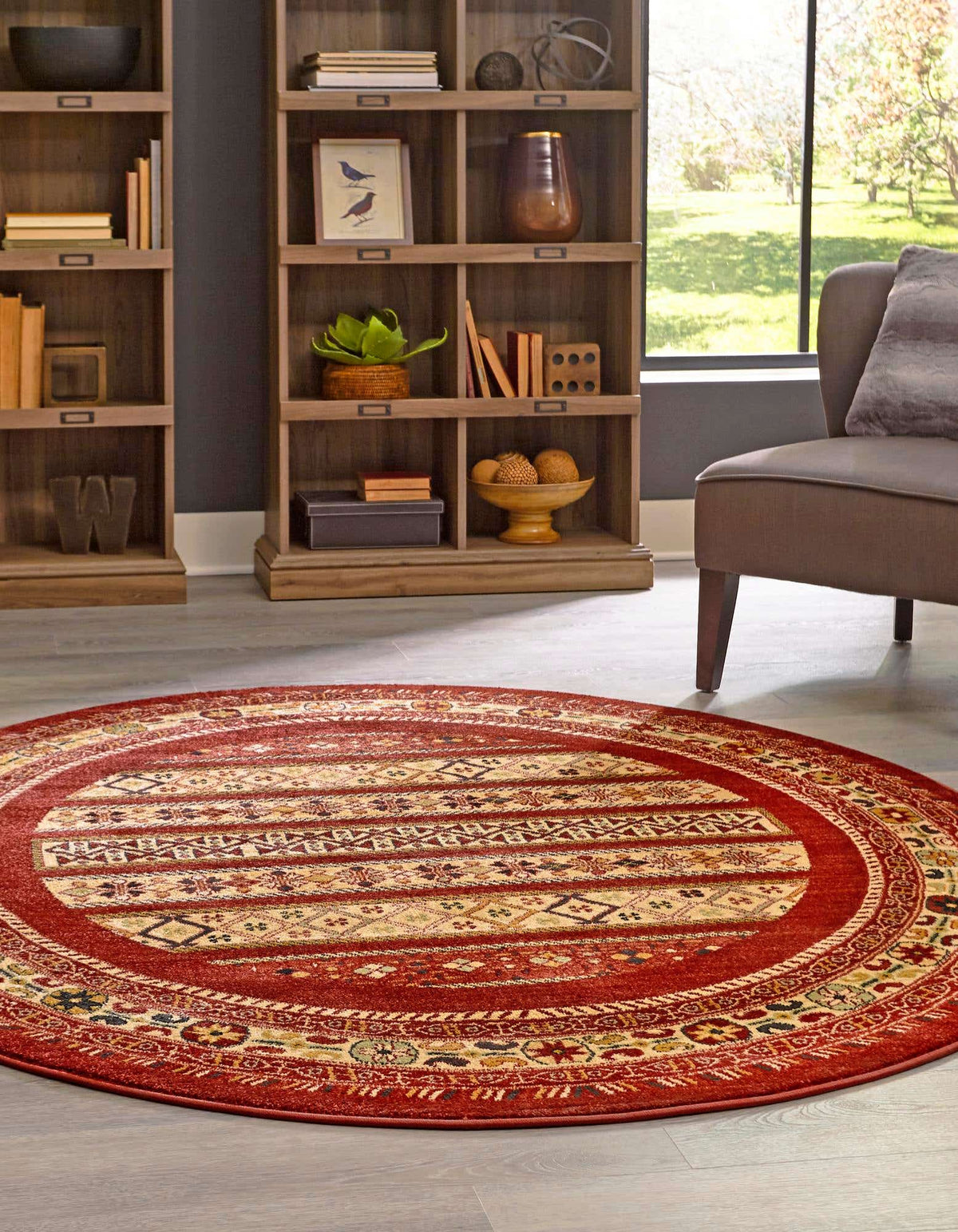 Rund Teppich Kashkuli Gabbeh in Rot von Hadorn™ - Lifestyle Image