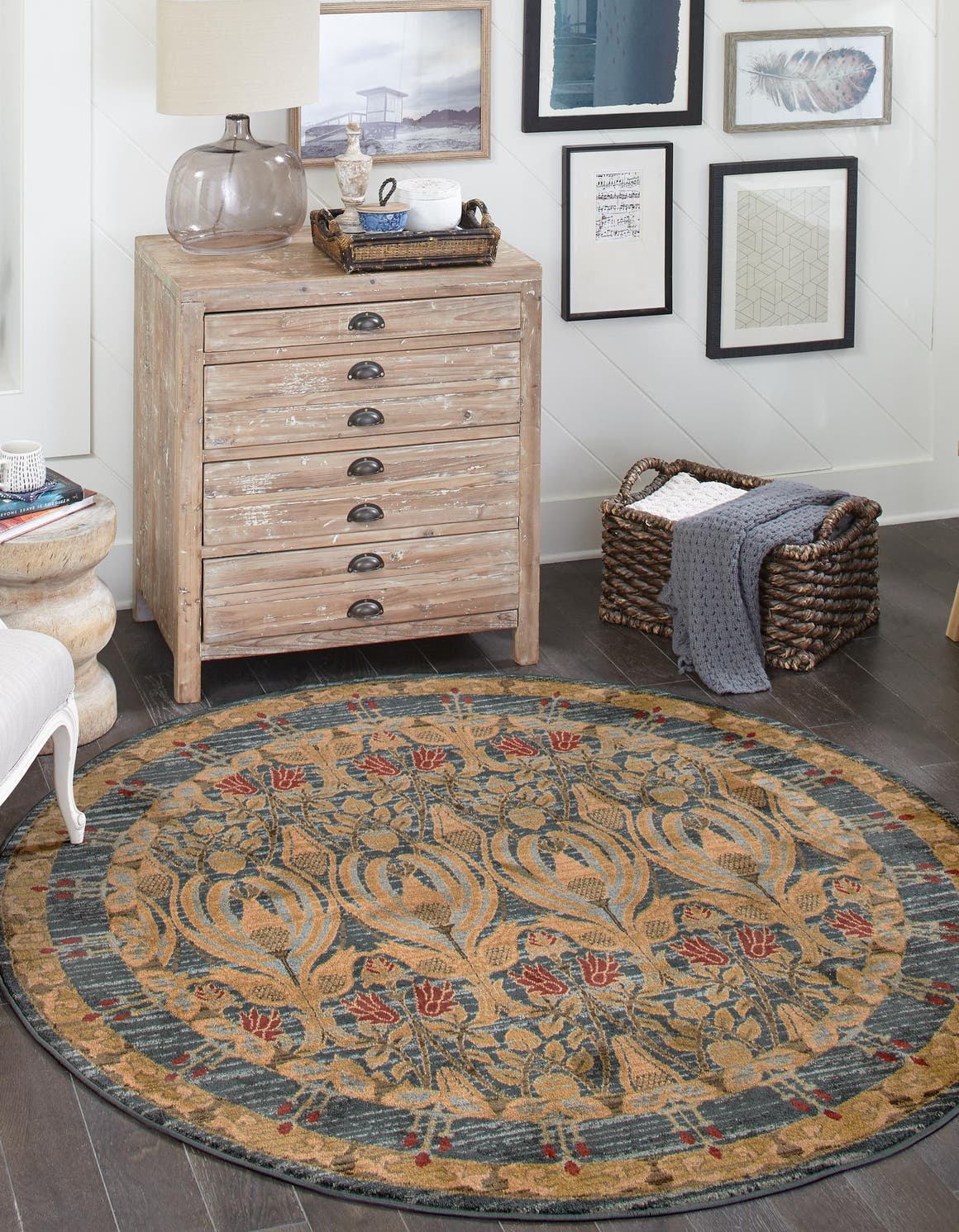 Rund Teppich Kensington in Marineblau von Hadorn™ - Lifestyle Image