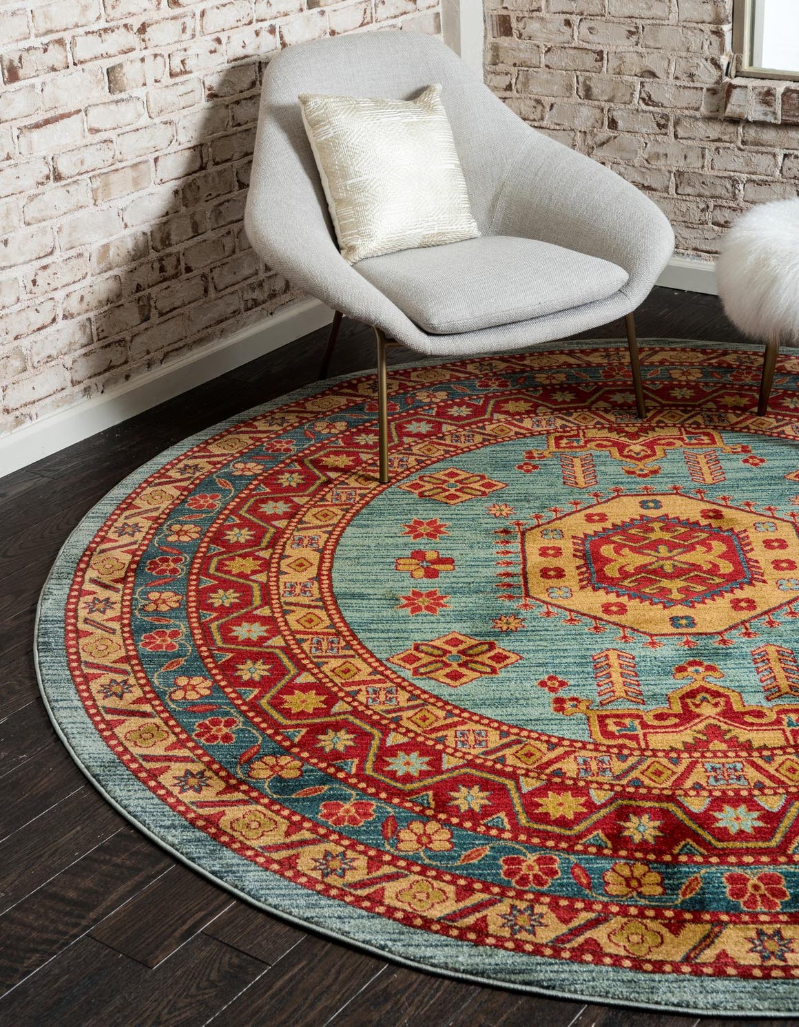 Rund Teppich Serapi in Hellblau von Hadorn™ - Lifestyle Image