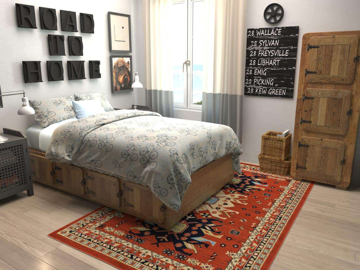 Rechteck Teppich Heriz Design in Rot von Hadorn™ - Lifestyle Image