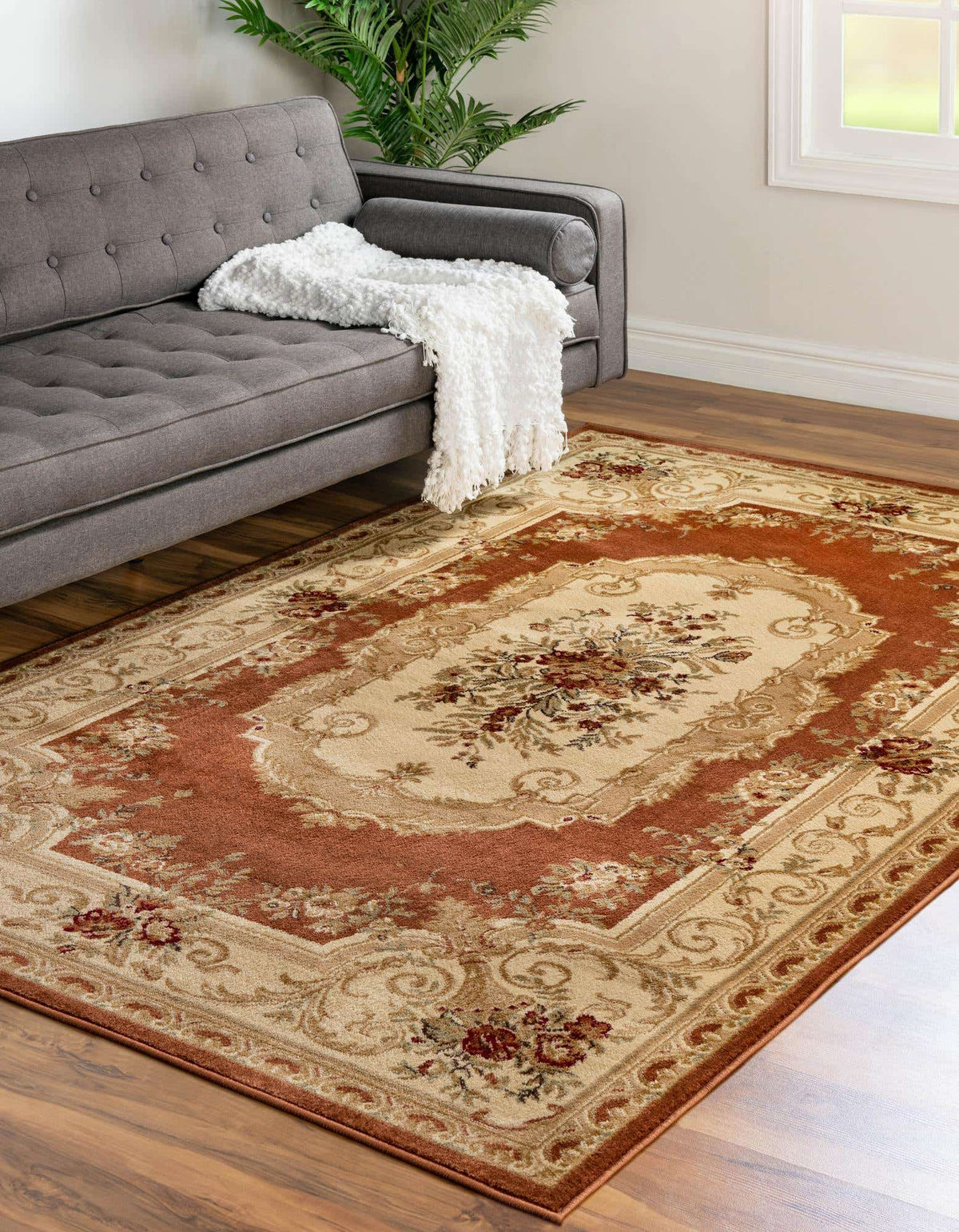 Rechteck Teppich Classic Aubusson in Ziegelrot von Hadorn™ - Lifestyle Image