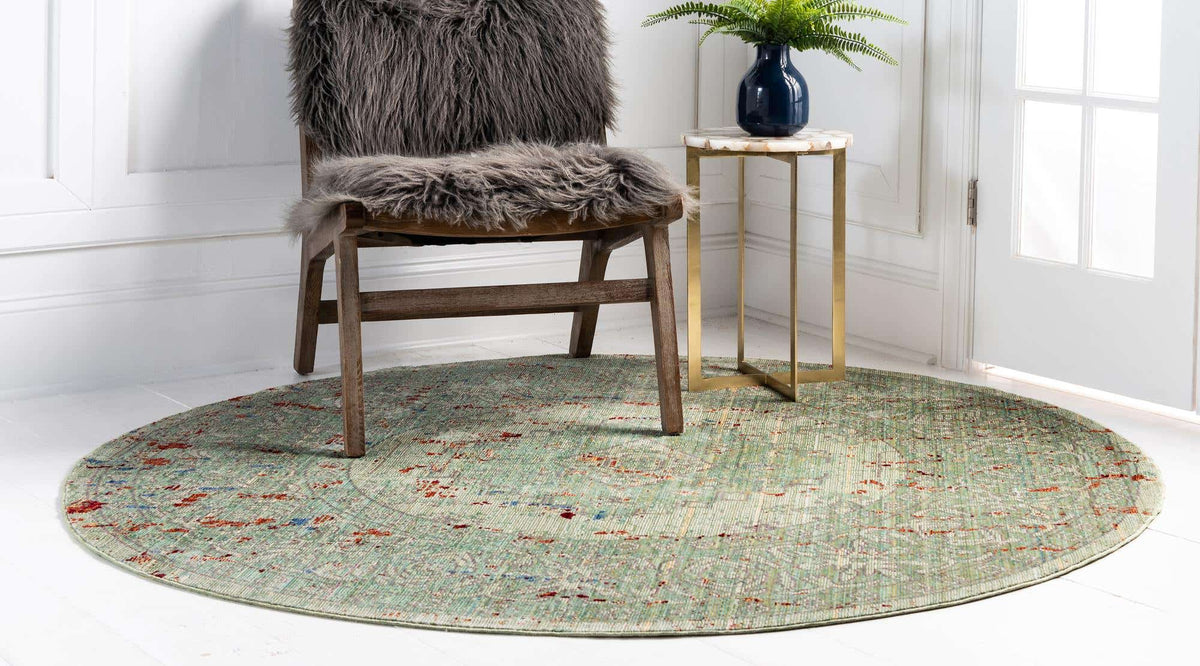 Rund Teppich Aqua in Grün von Hadorn™ - Lifestyle Image