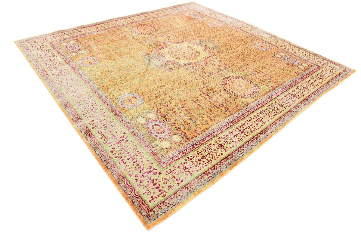 Quadratisch Teppich Aqua in Gold von Hadorn™ - Lifestyle Image