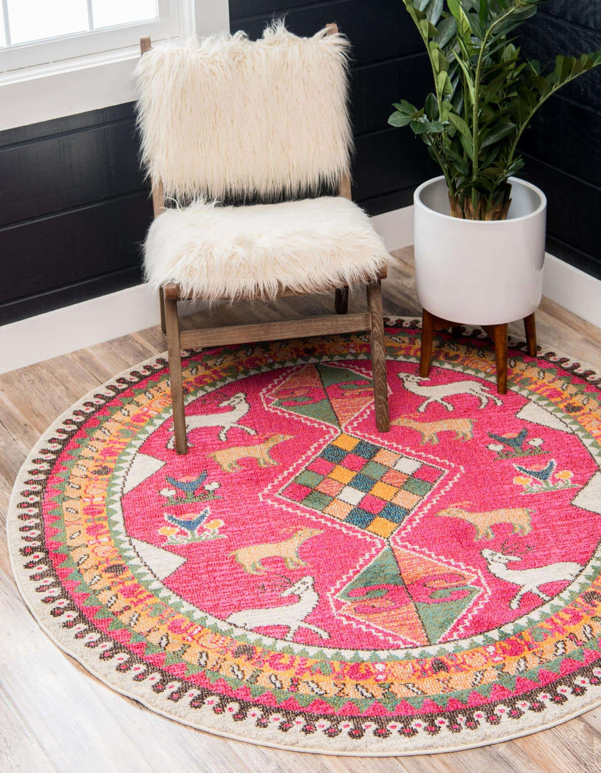 Rund Teppich Santa Fe in Rosa von Hadorn™ - Lifestyle Image