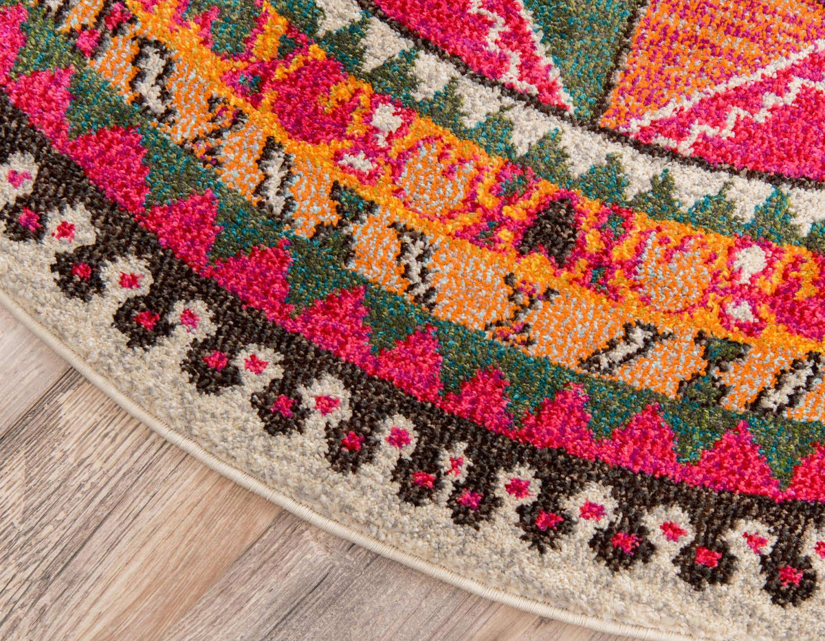 Rund Teppich Santa Fe in Rosa von Hadorn™ - Lifestyle Image