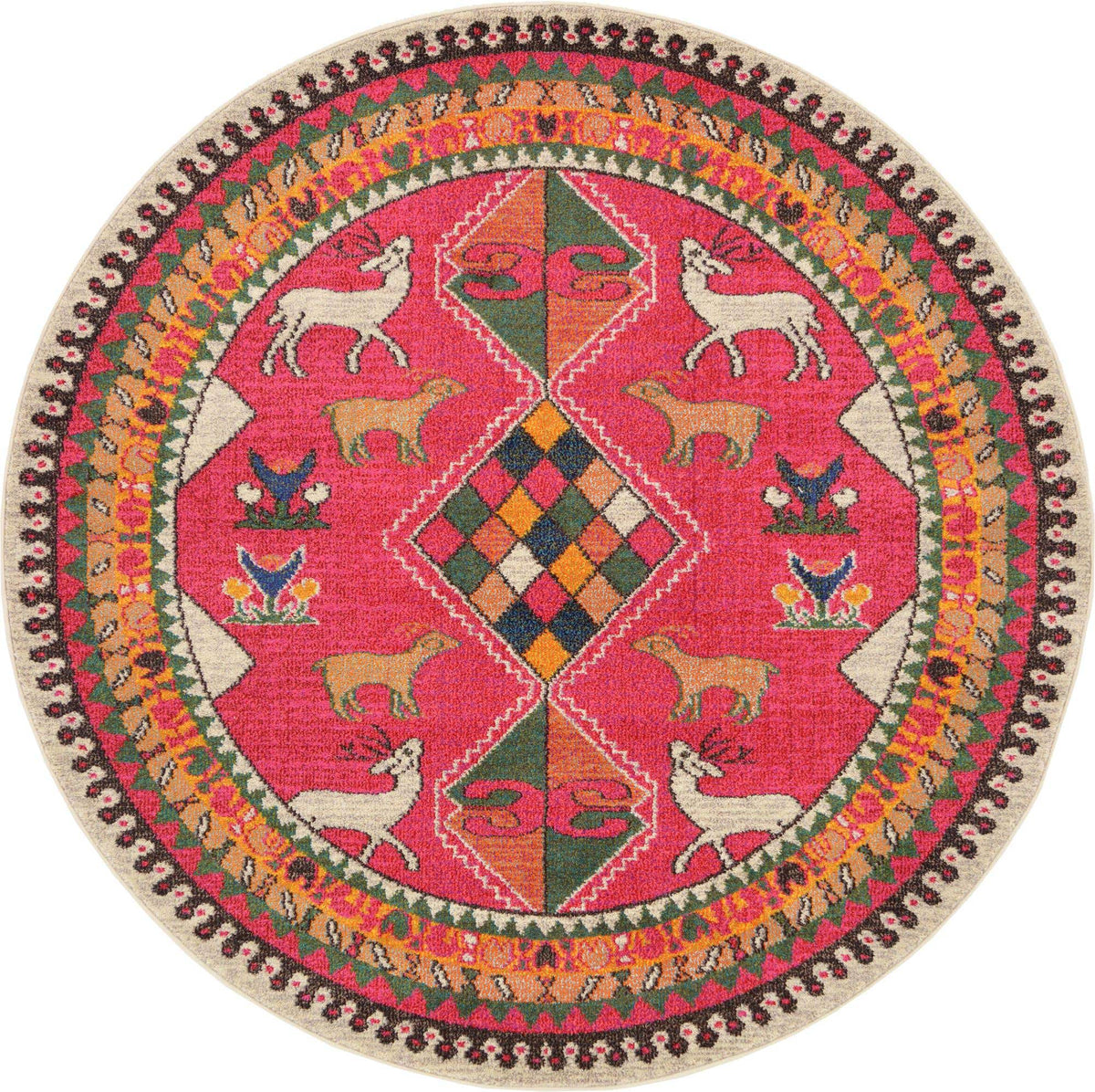 Rund Teppich Santa Fe in Rosa von Hadorn™ - Lifestyle Image