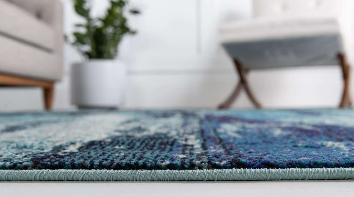 Quadratisch Teppich Barcelona in Blau von Hadorn™ - Lifestyle Image